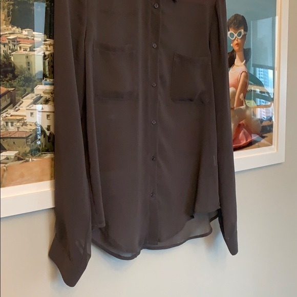 💕HP💕Wyatt Grey sequin collar sheer button down blouse - Picture 8 of 16